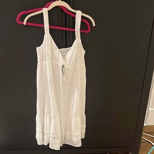 Ann Taylor LOFT White Clip Bow Ruffle Strap Swing Dress - Size Extra Large